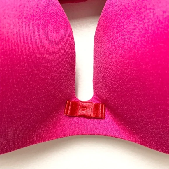 Victorias Secret Lined Demi Bra 34D Magenta Pink with Red Bow Underwire Padded - Picture 5 of 9